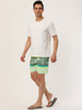Chic Color Block Drawstring Stripe Swim Board Shorts