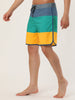 Striped Color Block Drawstring Board Beach Shorts