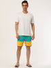 Striped Color Block Drawstring Board Beach Shorts
