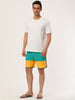 Striped Color Block Drawstring Board Beach Shorts