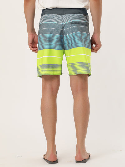 Casual Summer Print Color Block Beach Board Shorts