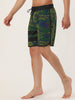 Drawstring Waist Contrast Color Printed Swim Shorts