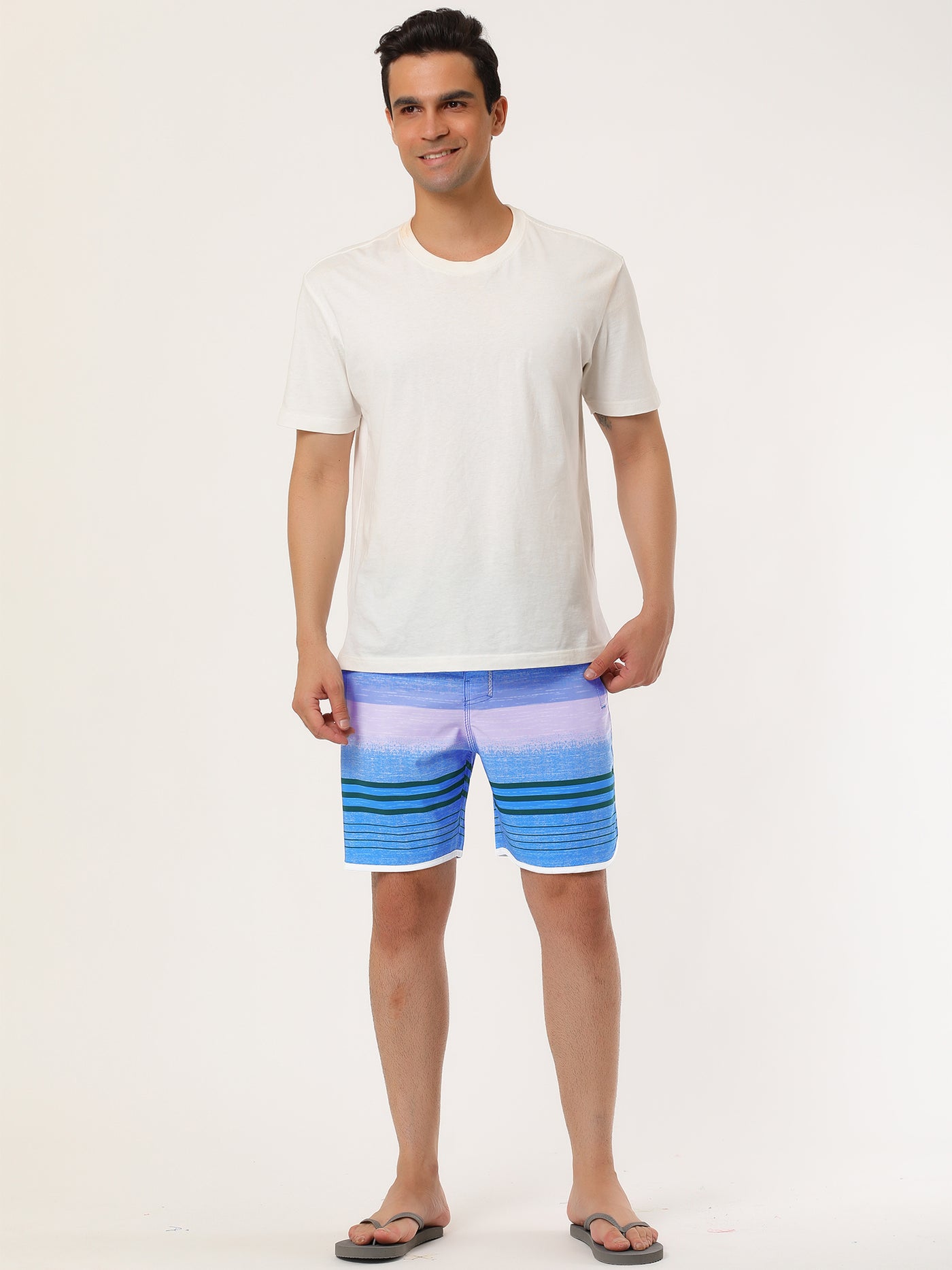 Bublédon Casual Summer Print Color Block Beach Board Shorts