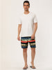 Drawstring Waist Contrast Color Printed Swim Shorts
