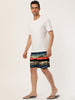 Drawstring Waist Contrast Color Printed Swim Shorts