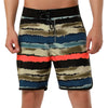 Drawstring Waist Contrast Color Printed Swim Shorts