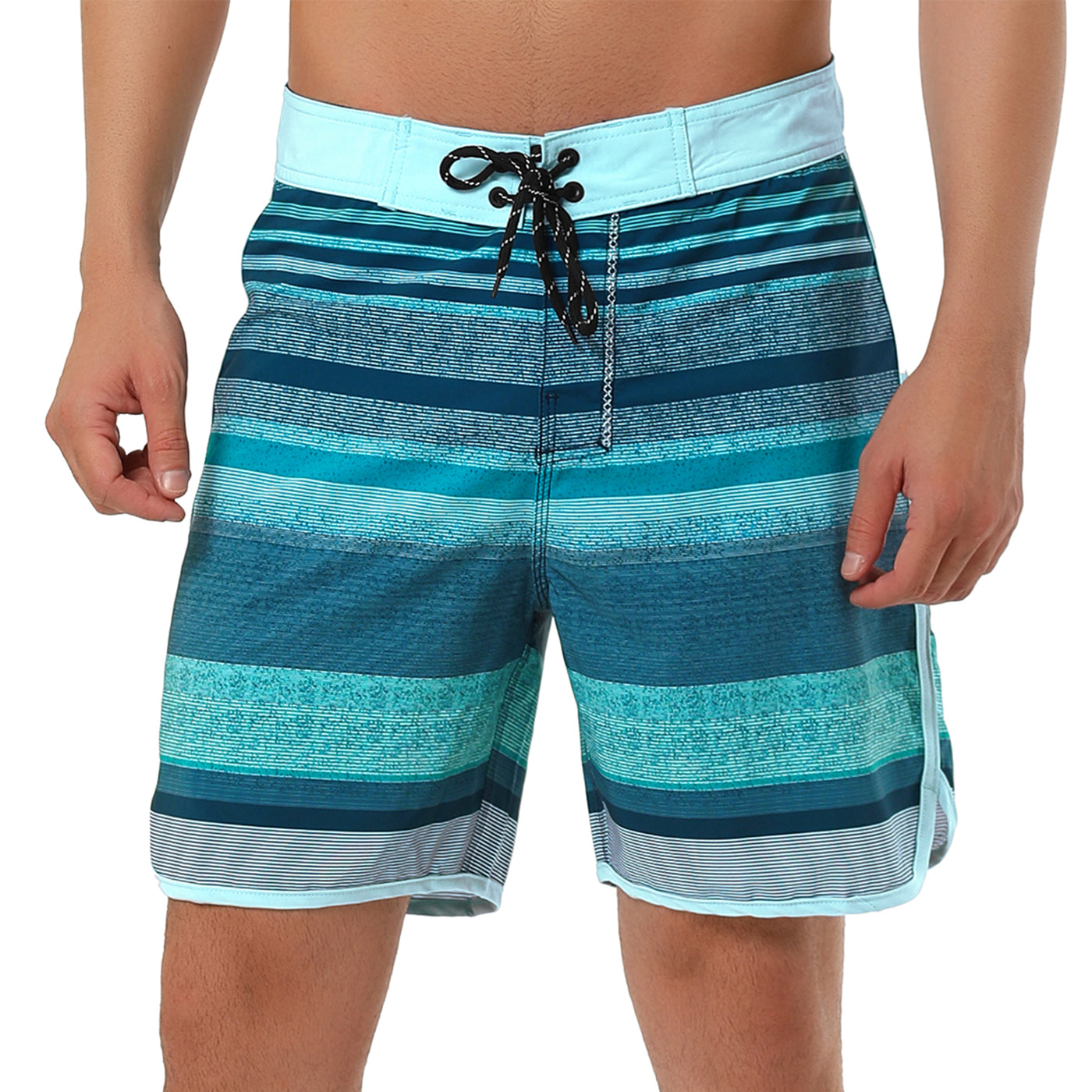 Bublédon Summer Striped Print Drawstring Beach Board Shorts