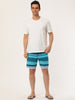 Summer Striped Print Drawstring Beach Board Shorts