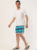 Summer Striped Print Drawstring Beach Board Shorts