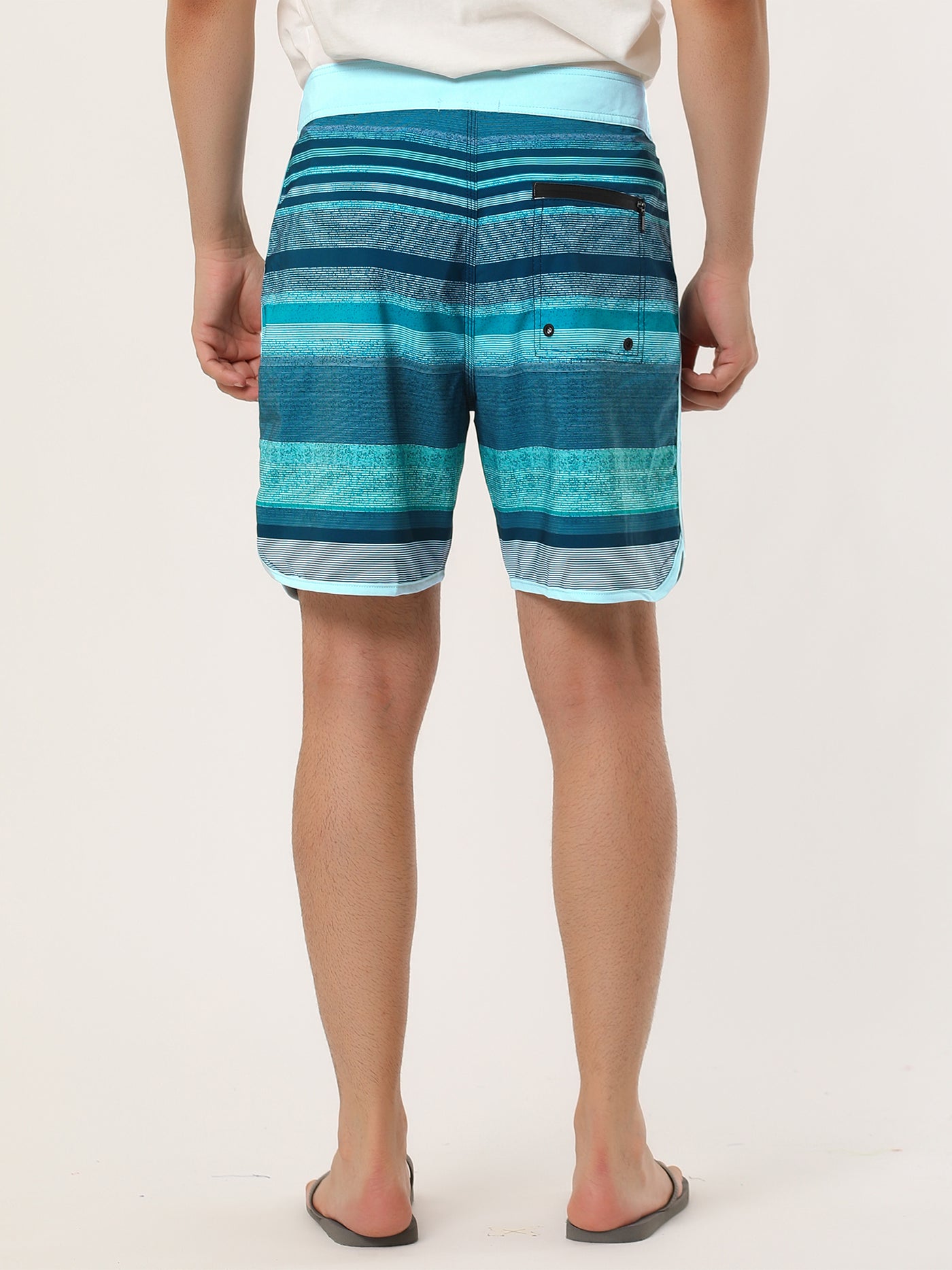 Bublédon Summer Striped Print Drawstring Beach Board Shorts