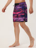 Drawstring Waist Contrast Color Printed Swim Shorts