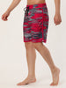 Drawstring Waist Contrast Color Printed Swim Shorts