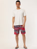 Drawstring Waist Contrast Color Printed Swim Shorts