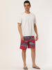 Drawstring Waist Contrast Color Printed Swim Shorts