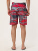 Drawstring Waist Contrast Color Printed Swim Shorts