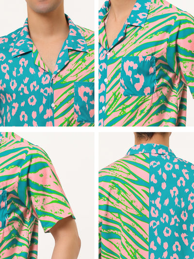 Summer Leopard Print Short Sleeve Button Shirts