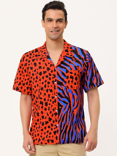 Summer Leopard Print Short Sleeve Button Shirts