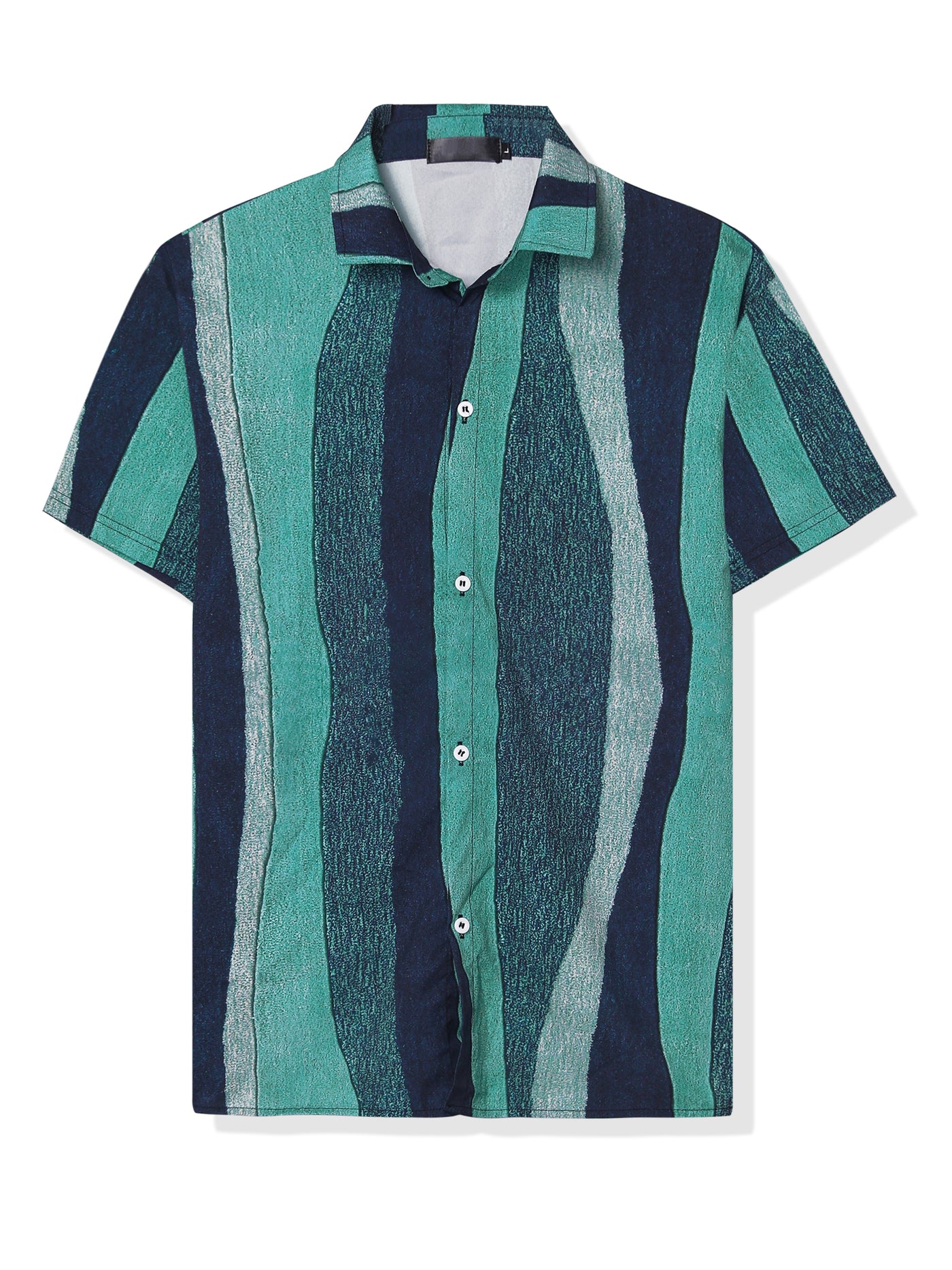 Bublédon Colorful Vertical Striped Short Sleeve Hawaiian Shirts