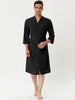 Solid Color V Neck 3/4 Sleeve Belt Waffle Bathrobe