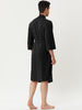 Solid Color V Neck 3/4 Sleeve Belt Waffle Bathrobe