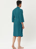 Solid Color V Neck 3/4 Sleeve Belt Waffle Bathrobe