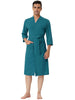 Solid Color V Neck 3/4 Sleeve Belt Waffle Bathrobe