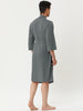 Solid Color V Neck 3/4 Sleeve Belt Waffle Bathrobe