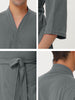 Solid Color V Neck 3/4 Sleeve Belt Waffle Bathrobe
