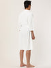Solid Color V Neck 3/4 Sleeve Belt Waffle Bathrobe