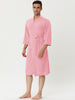 Solid Color V Neck 3/4 Sleeve Belt Waffle Bathrobe