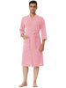 Solid Color V Neck 3/4 Sleeve Belt Waffle Bathrobe