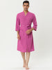Solid Color V Neck 3/4 Sleeve Belt Waffle Bathrobe