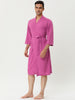 Solid Color V Neck 3/4 Sleeve Belt Waffle Bathrobe