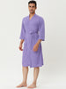 Solid Color V Neck 3/4 Sleeve Belt Waffle Bathrobe