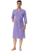 Solid Color V Neck 3/4 Sleeve Belt Waffle Bathrobe