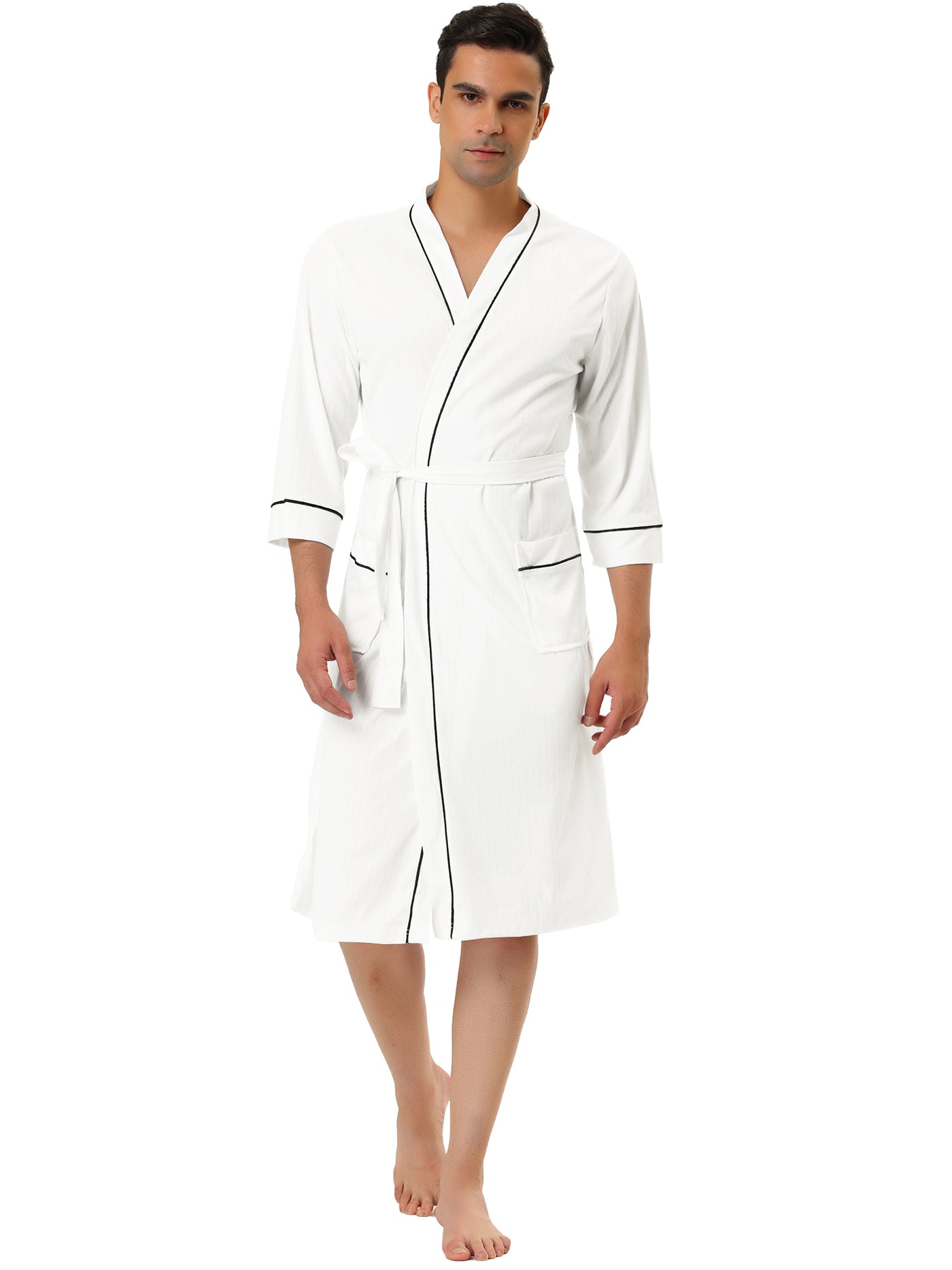 Bublédon Knit Lightweight Plain Spa Long Sleeve Bathing Robe