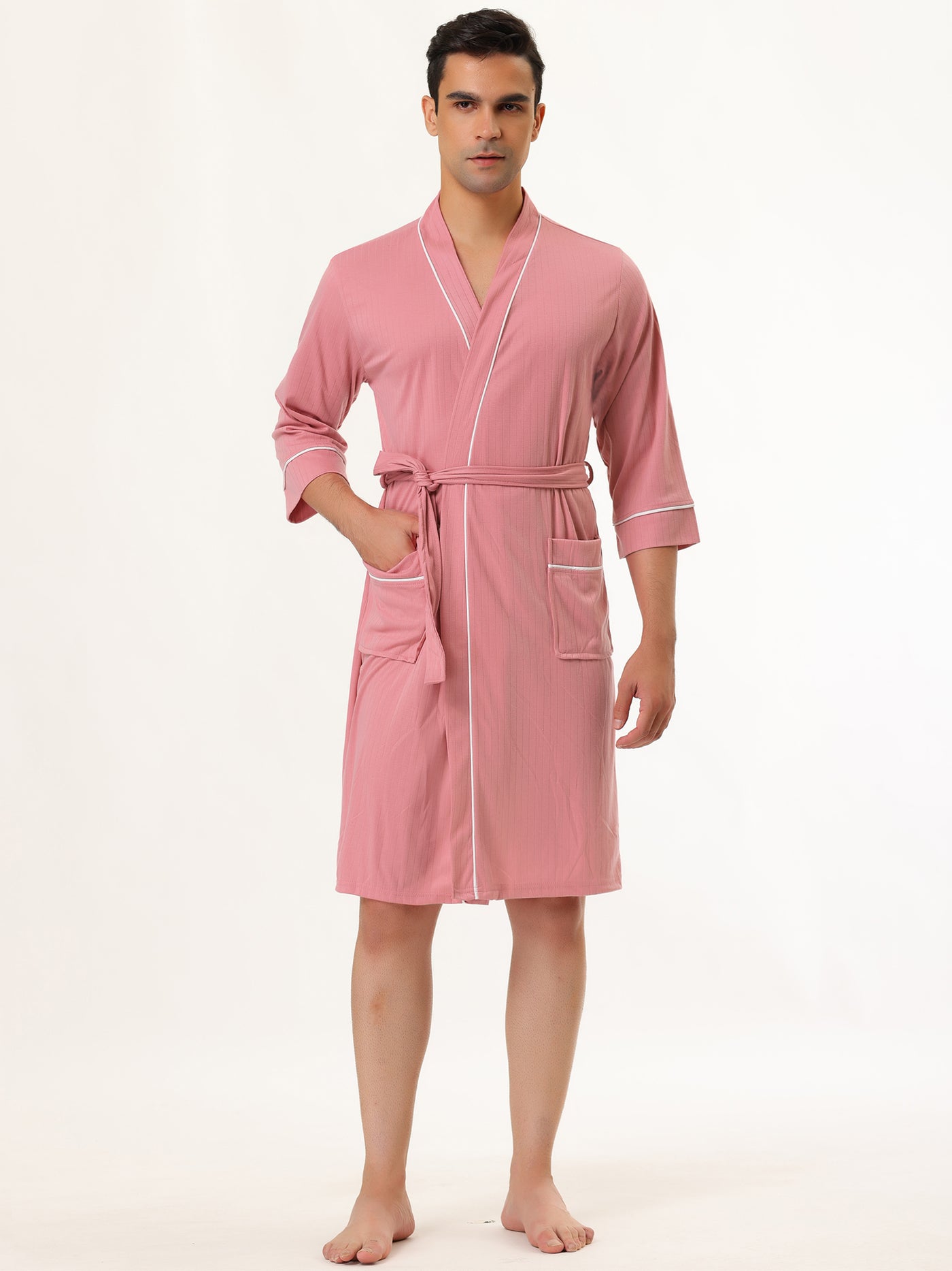 Bublédon Knit Lightweight Plain Spa Long Sleeve Bathing Robe