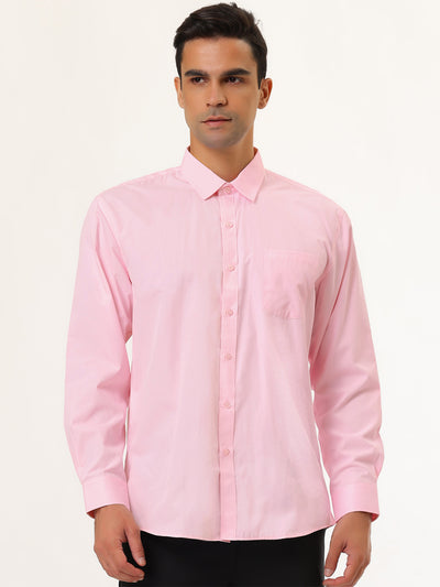 Cotton Lapel Solid Long Sleeve Button Business Shirt