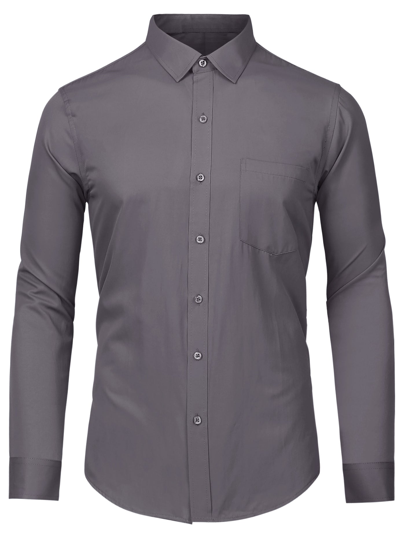 Bublédon Cotton Lapel Solid Long Sleeve Button Business Shirt