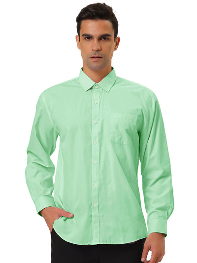 Cotton Lapel Solid Long Sleeve Button Business Shirt