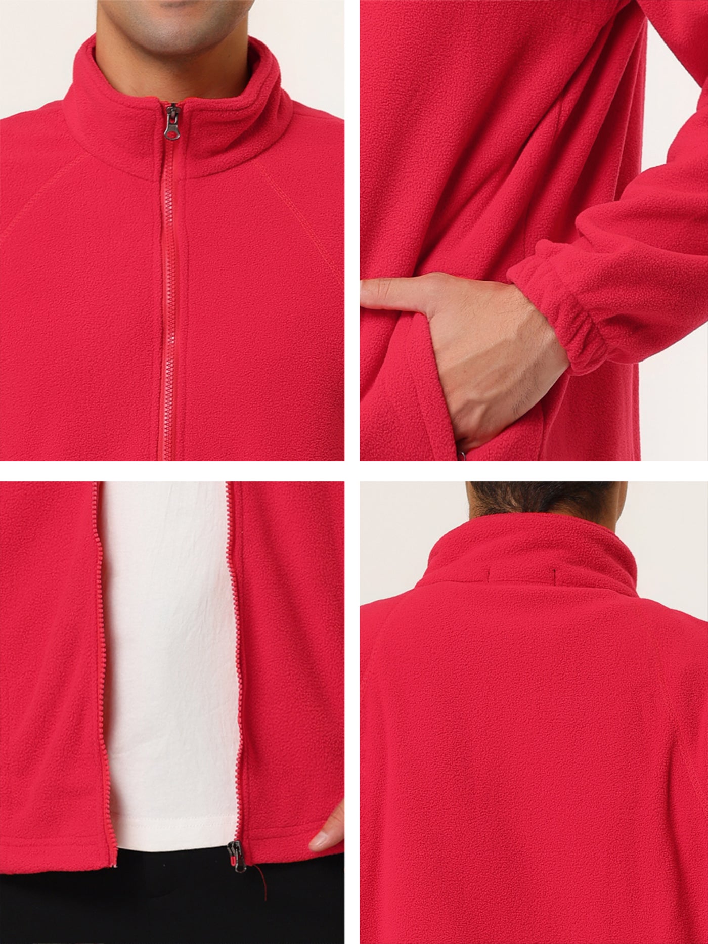 Bublédon Zipper Fleece Long Sleeve Stand Collar Winter Jacket