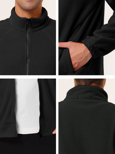 Zipper Fleece Long Sleeve Stand Collar Winter Jacket