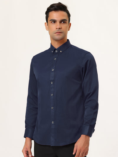 Solid Color Button Down Long Sleeve Business Shirt