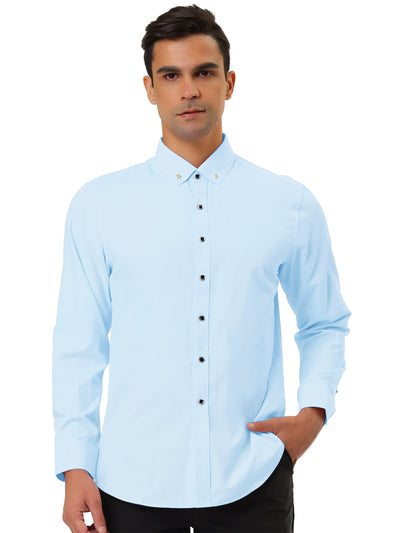 Solid Color Button Down Long Sleeve Business Shirt