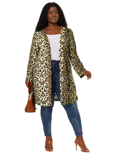 Knit H Line Leopard Long Sleeve Cardigan