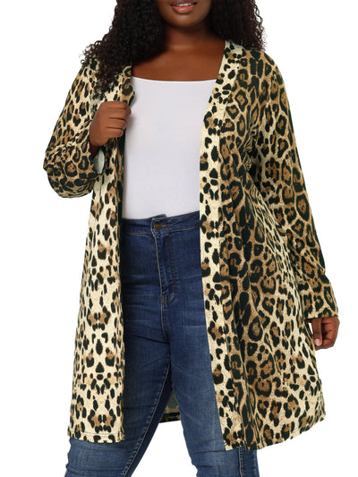 Knit H Line Leopard Long Sleeve Cardigan