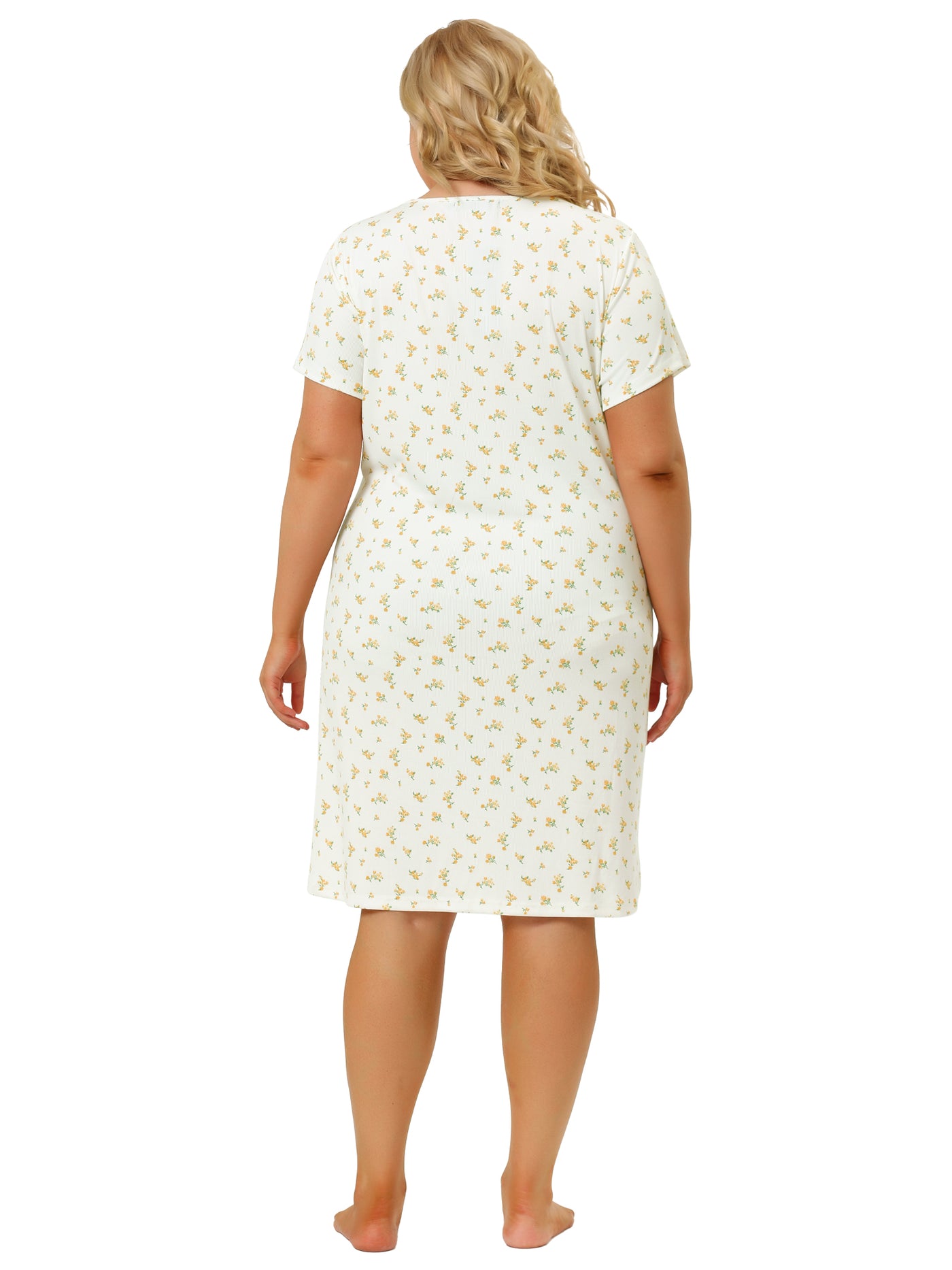 Bublédon Plus Size Nightgown Stretch Pattern Round Neck Dress