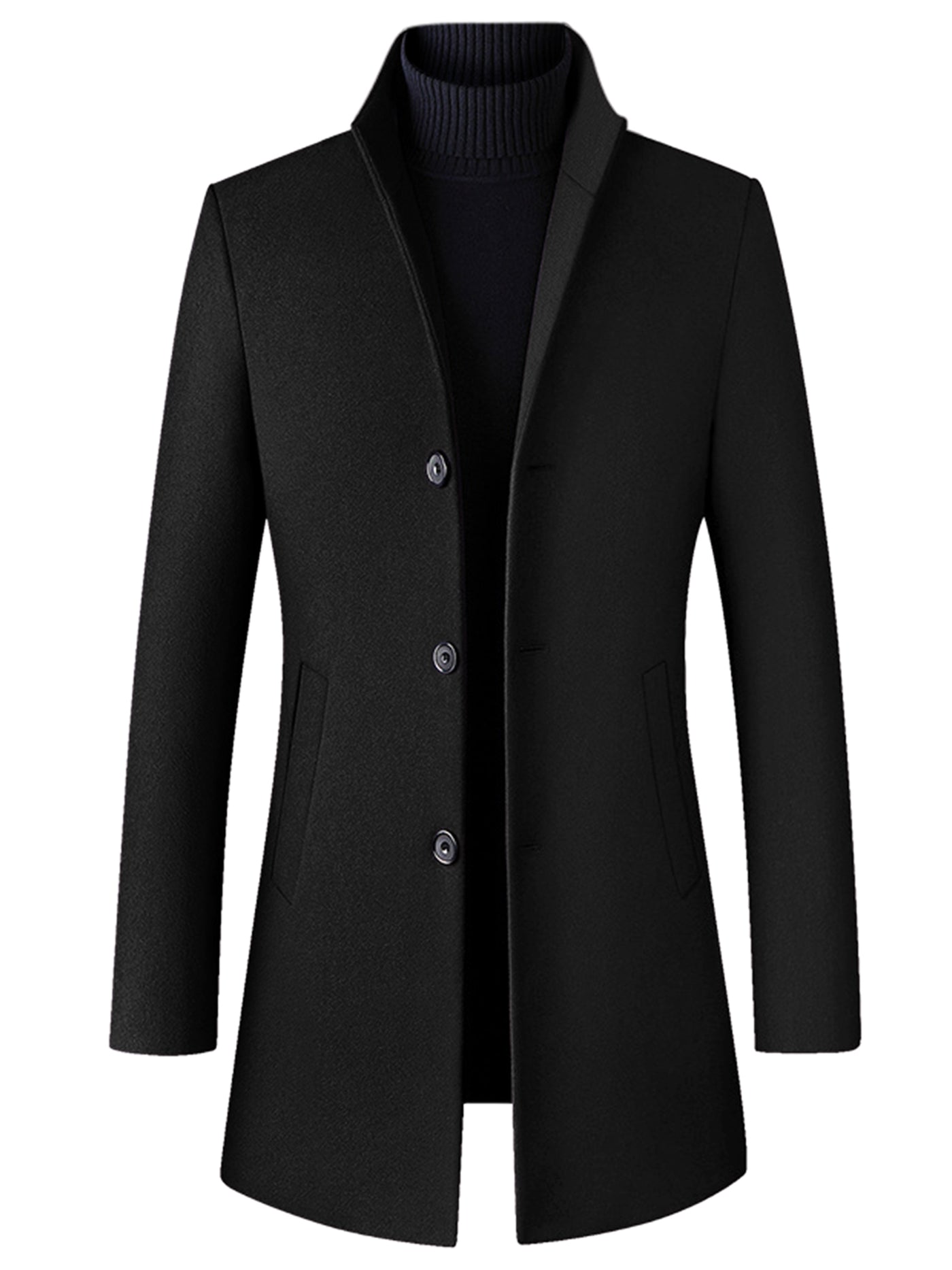 Bublédon Wool Blend Stand Collar Single Breasted Overcoat