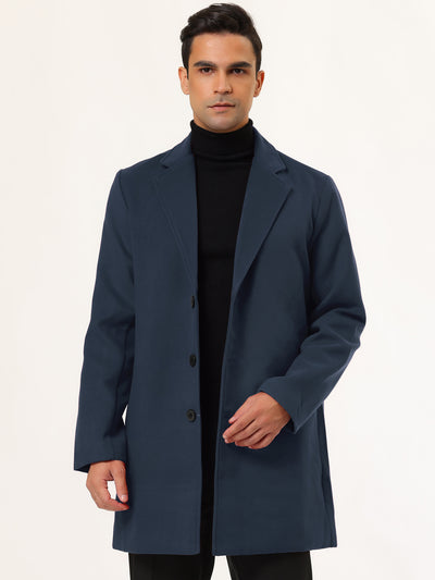 Gifts for Men Notched Lapel Single Breasted Long Trench Winter Coat