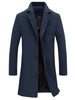 Gifts for Men Notched Lapel Single Breasted Long Trench Winter Coat